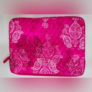 Vera Bradley Laptop Padded Sleeve Bag Pouch Stamped Paisley Pattern Pink Travel